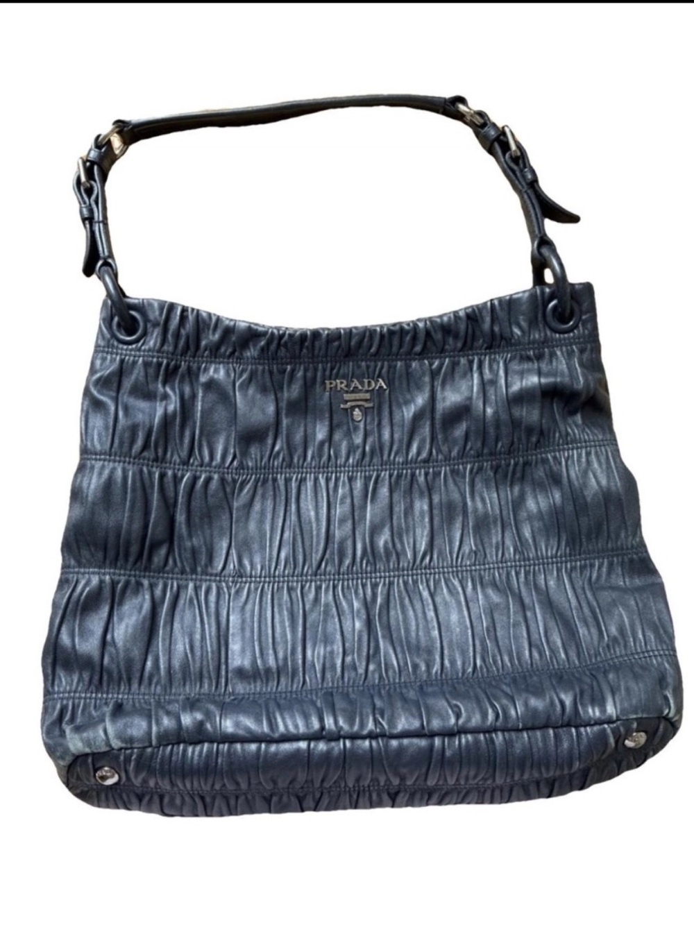 Prada BlackDark Gray Ruched Leather Hobo Bag! ⭐️⭐️Offers are always welcome! - Picture 2 of 15